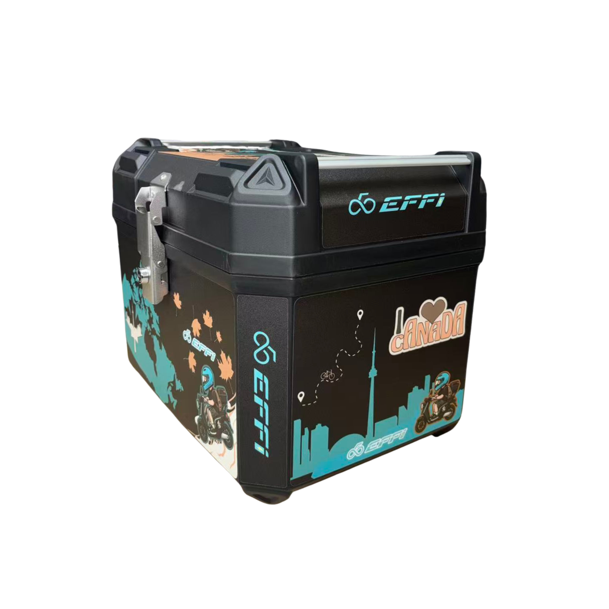 Black storage box with colorful graphics and 'Effi' branding on a white background