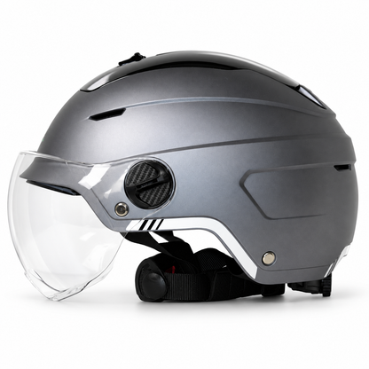 Bike Helmet with Sun Visor, Clear Visor & Adjustable Ventilation - HT117 - Effibike