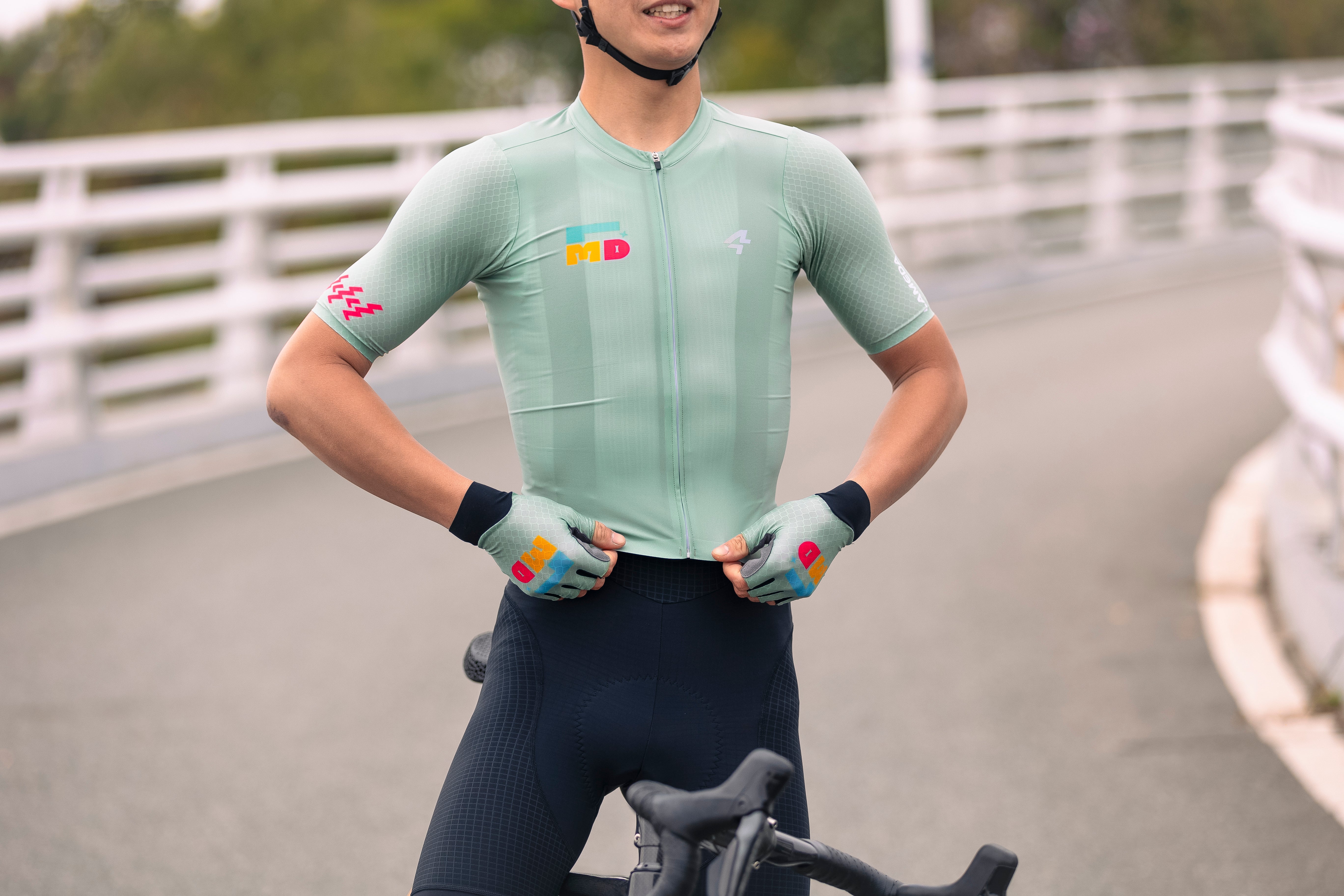 Half-Finger Cycling Gloves Green Lameda Effibike