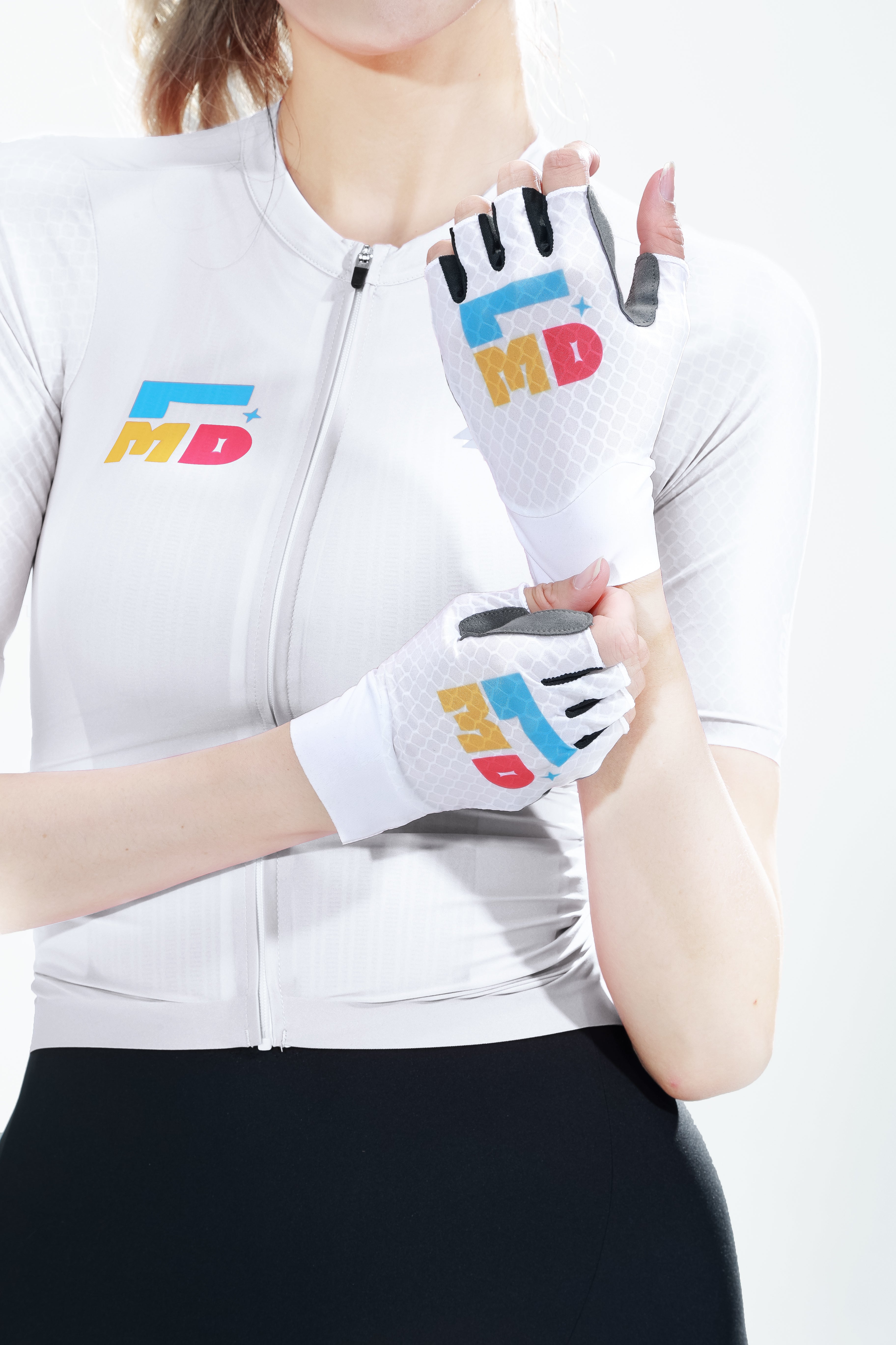 Half-Finger Cycling Gloves White Women Lameda Effibike