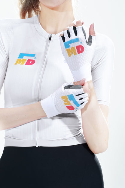Half-Finger Cycling Gloves White Women Lameda Effibike